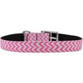 Unconditional Love 0.75 in. Chevrons Nylon Dog Collar with Classic BucklePink Size 12 UN847608